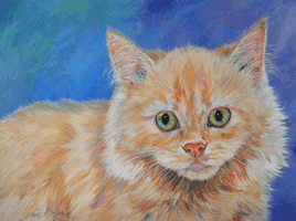 Orange Cat Face Oil Painting