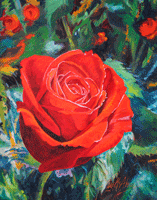 Red Rose With Highlights Painting